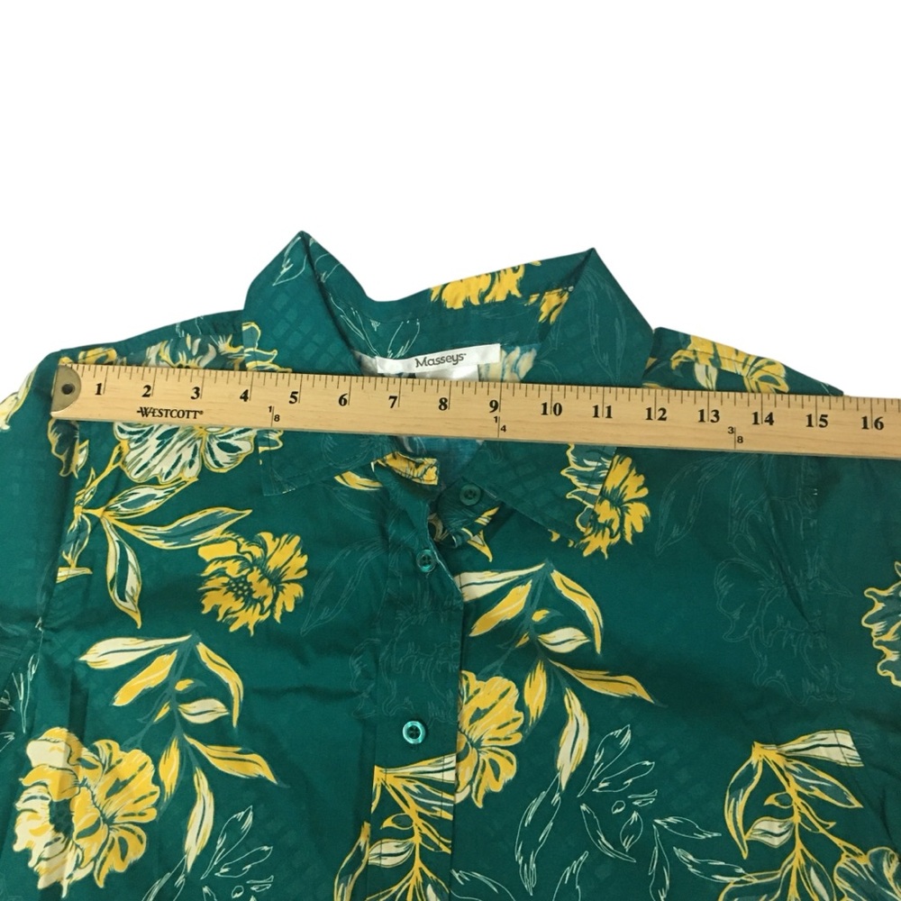 Masseys Green Yellow Floral Button Down Tunic Top Shirt - Women’s 12 NWOT - Picture 4 of 10